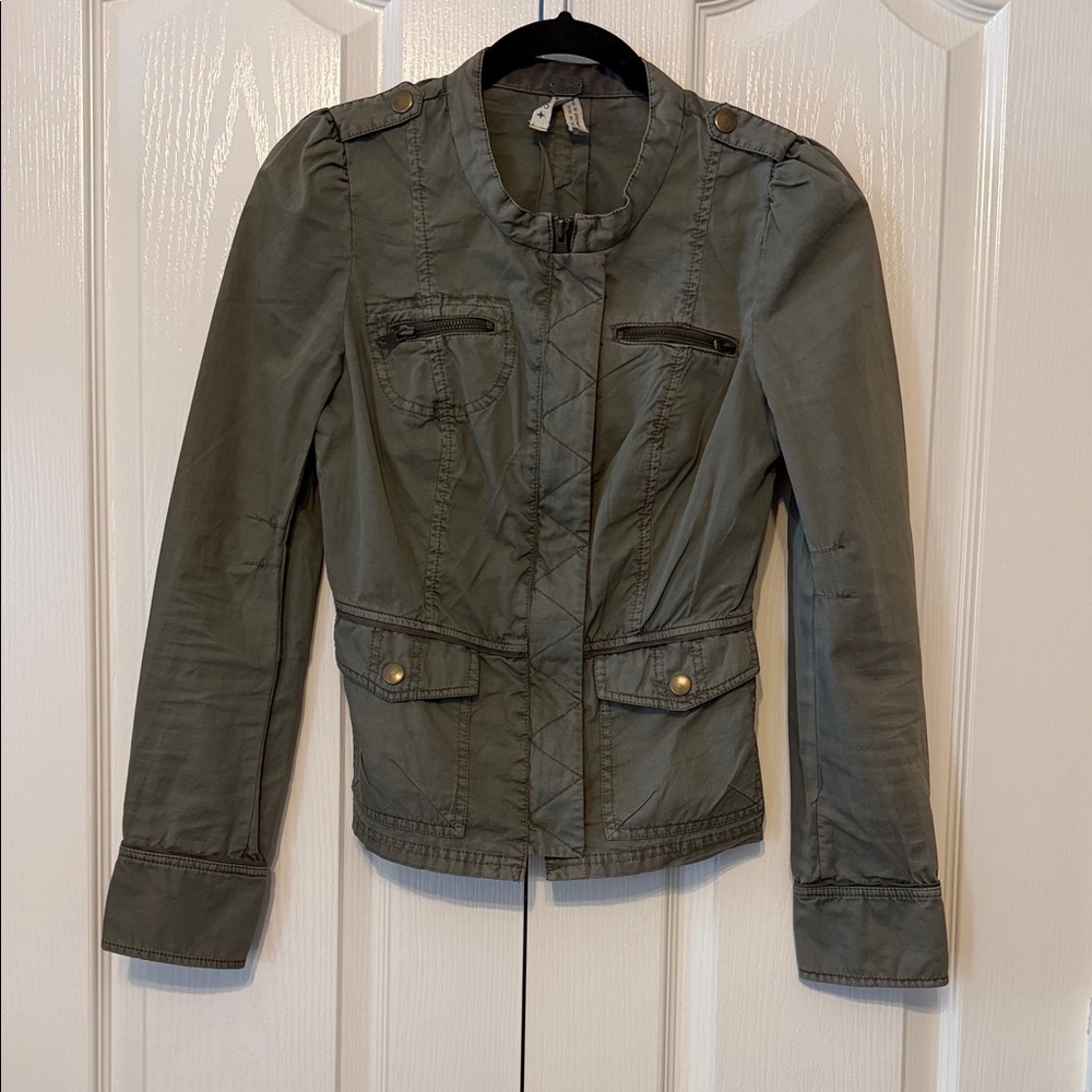 Free People Utility Jacket in Army Green Twill Jacket Size XS